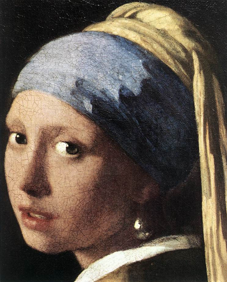 Detail of "Girl with a Pearl Earring", a famous painting by Dutch Master Johannes Vermeer