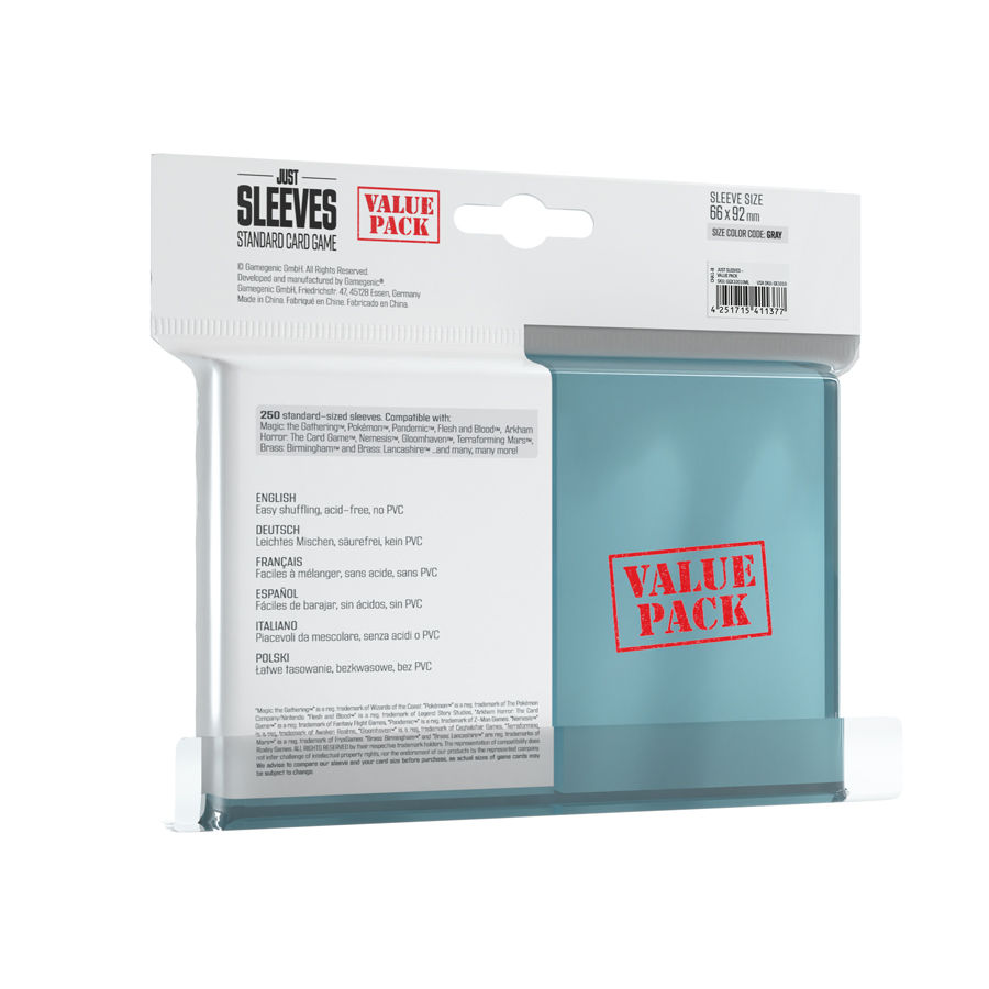 Thumbnail: Gamegenic Just Sleeves 250 Standard Card Game Sleeves