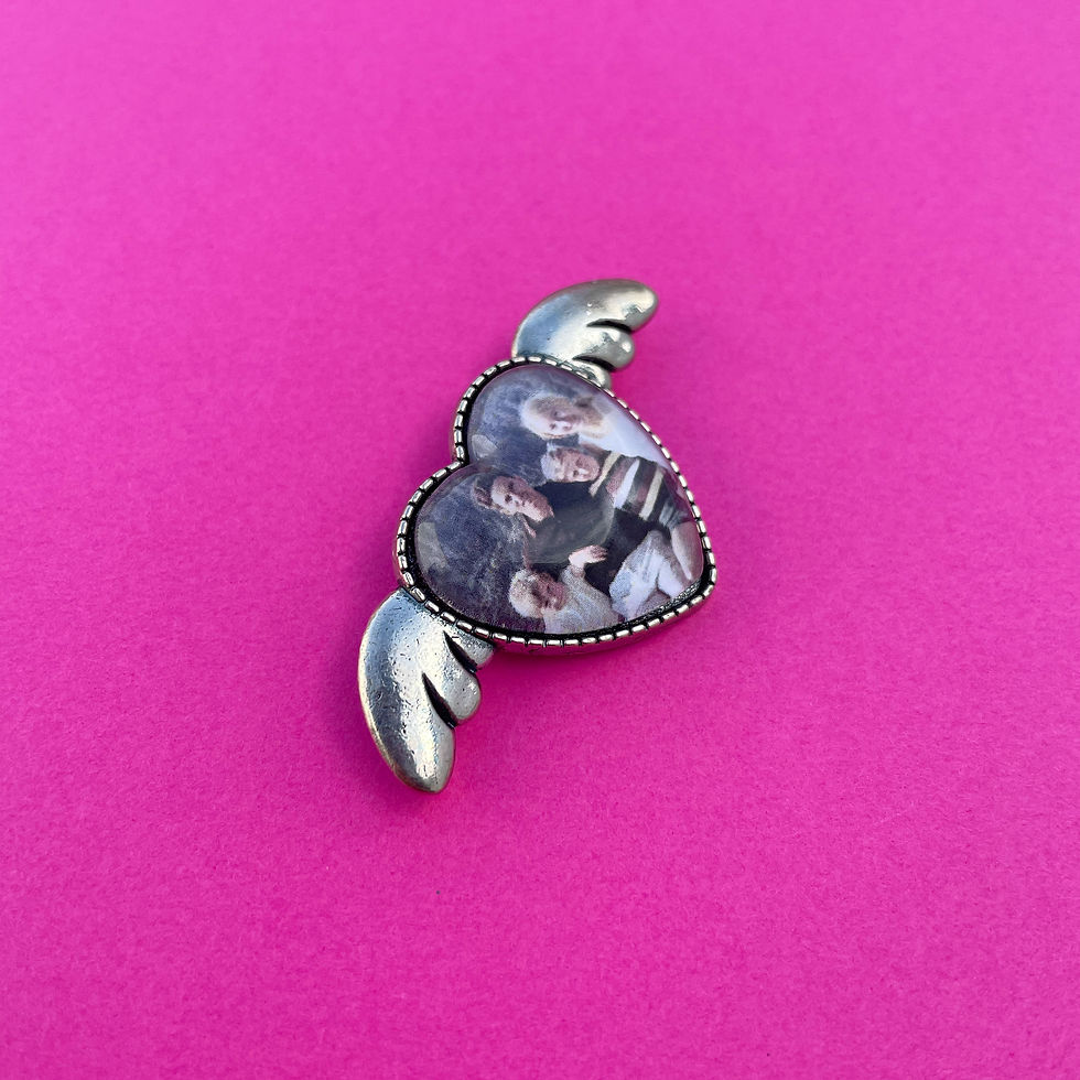 Thumbnail: Personalised Memory Charm: Love Heart & Wings Brooch