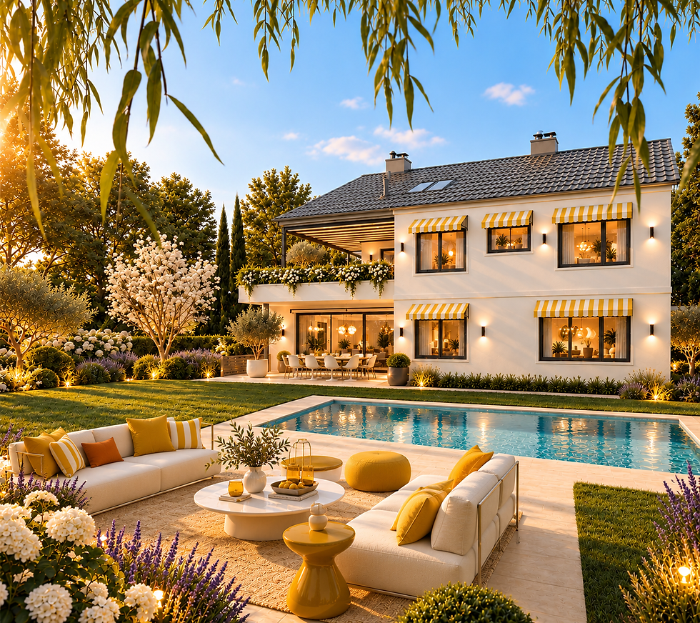 Luxuriöse Villa am Pool im Retro-Stil