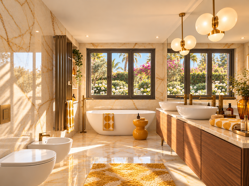 Luxuriöses Retro-Badezimmer im Sonnenschein-1