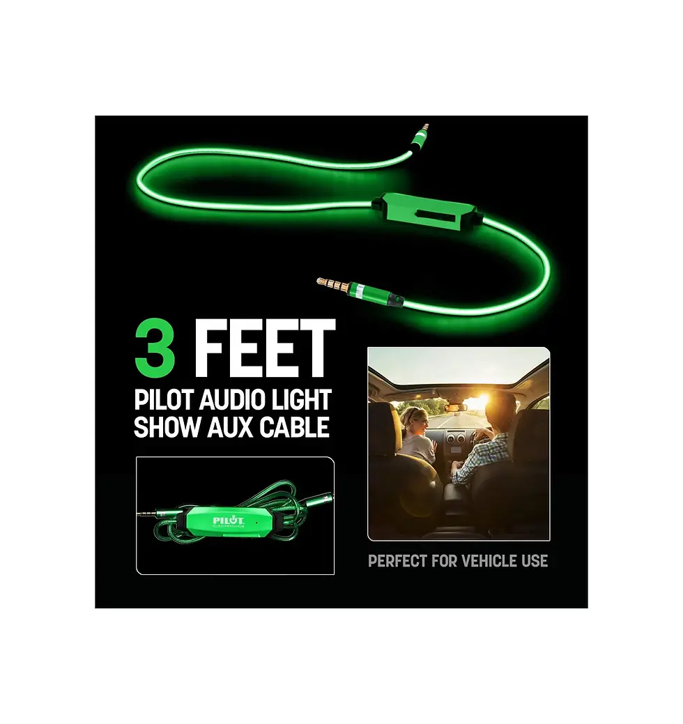 Thumbnail: Pilot Electronics EL-1301GWK V2 Music Sync Auxiliary Audio Cable, 3.5mm, Green