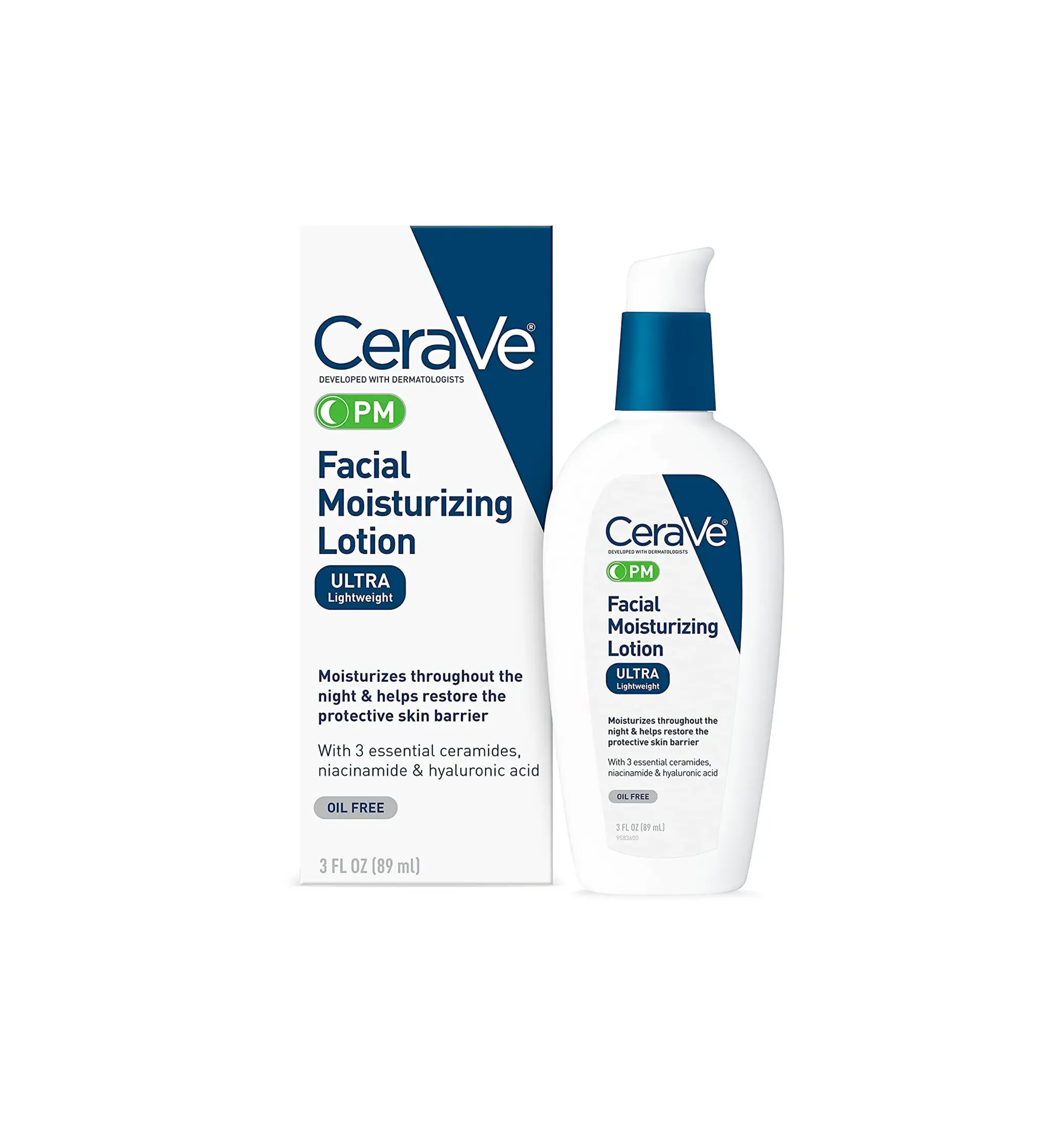 CeraVe PM Facial Moisturizing Lotion | Night Cream with Hyaluronic Acid and Niac