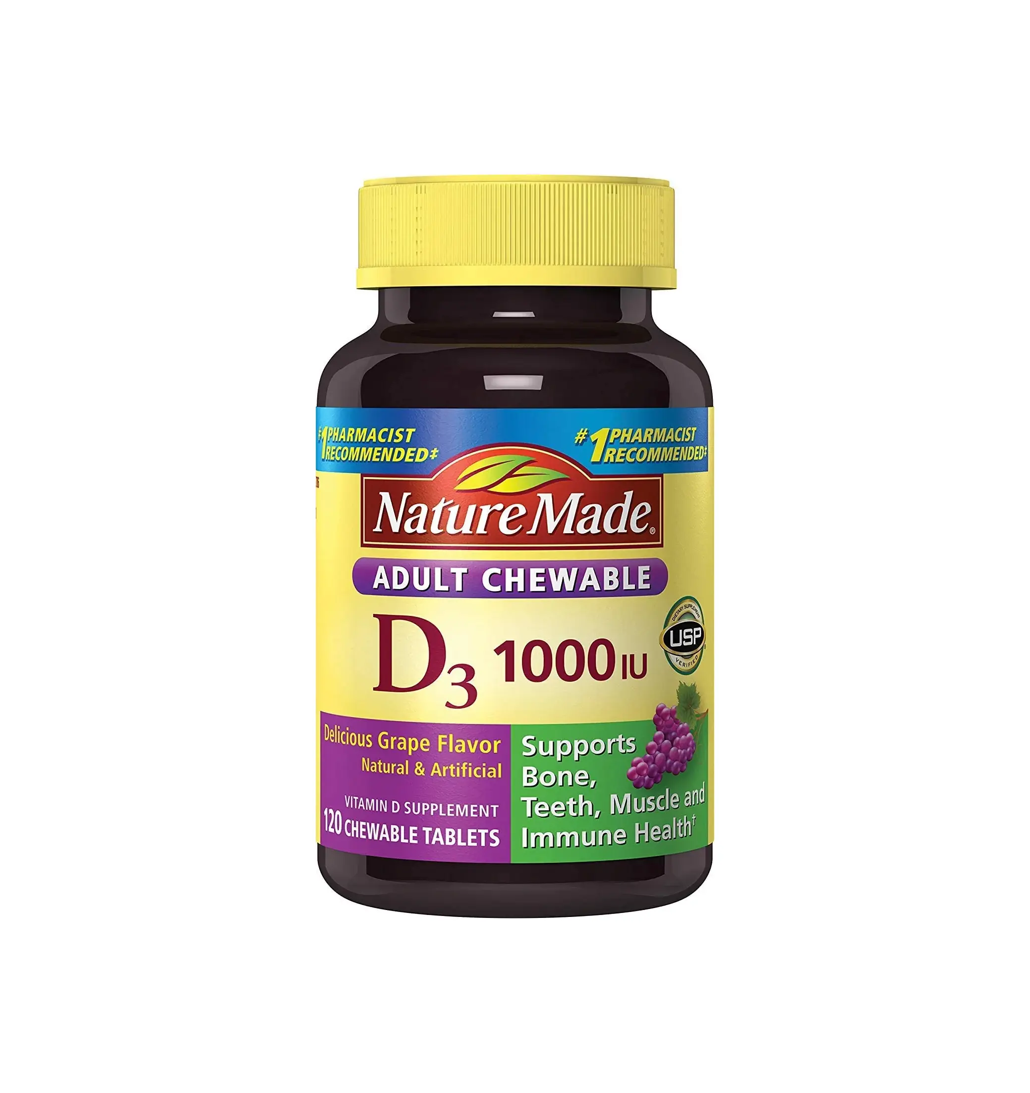 Nature Made Adult Chewable D3 1000 IU Grape Flavored Tablets, 240 Ct