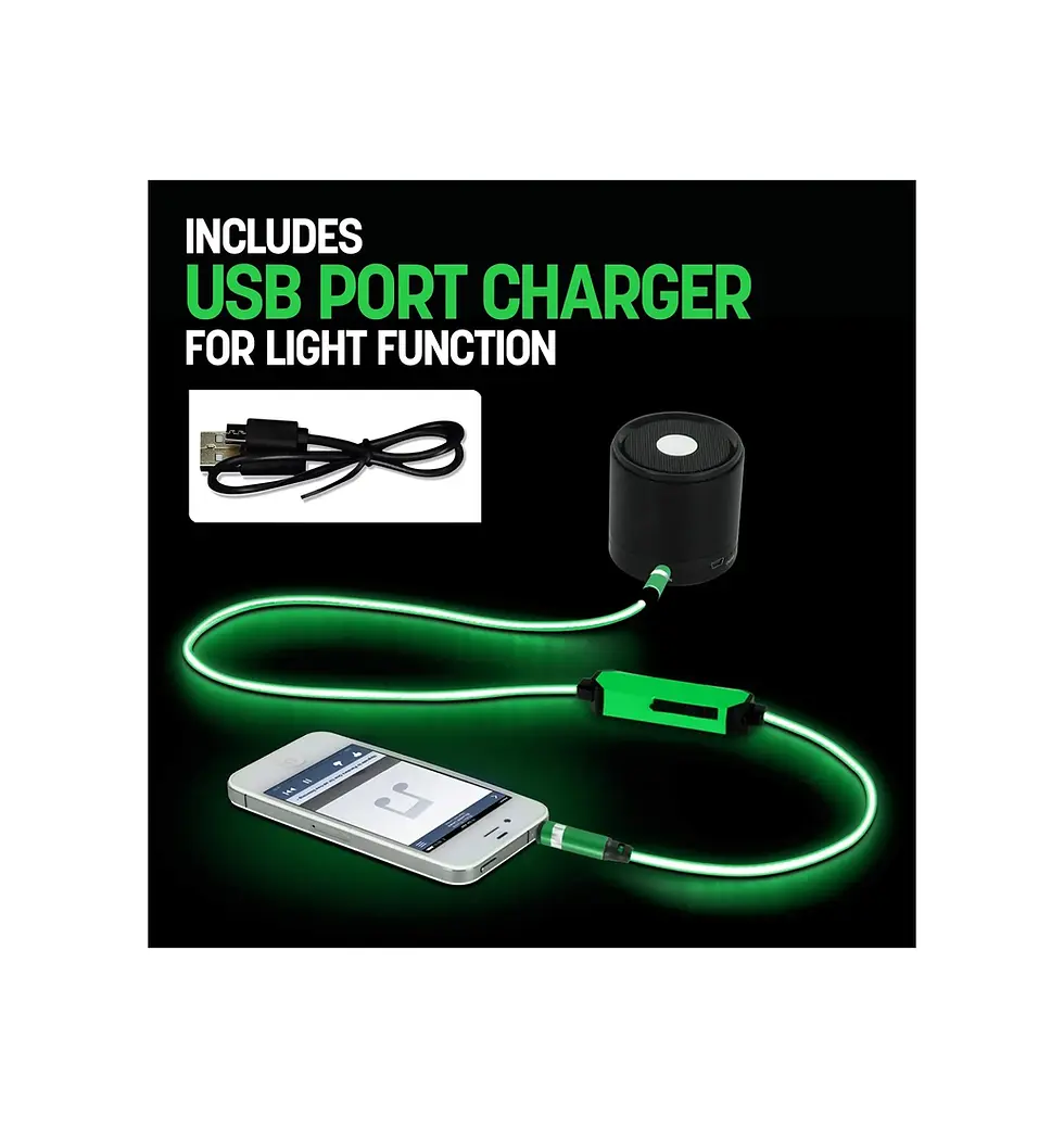 Thumbnail: Pilot Electronics EL-1301GWK V2 Music Sync Auxiliary Audio Cable, 3.5mm, Green