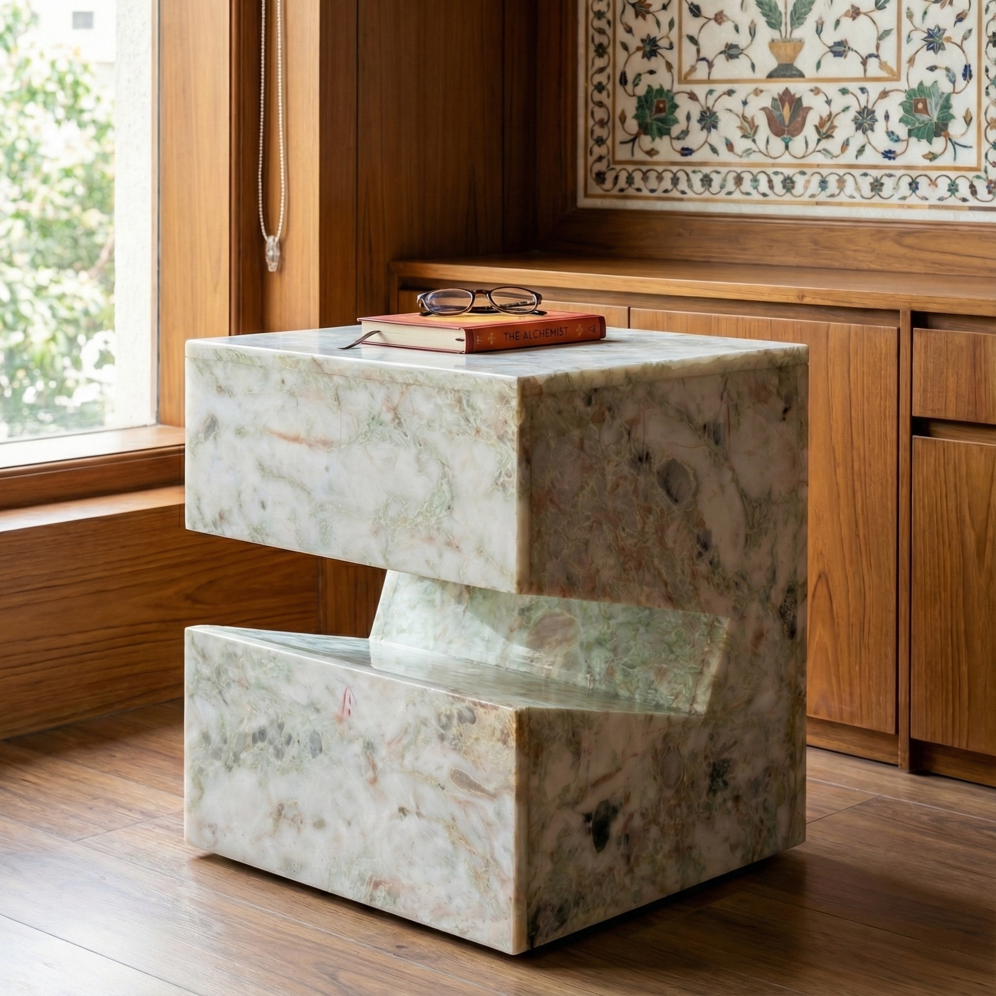 A Marble table that can hold books, a great addition by your sofa in living room or by the relax chair in your library