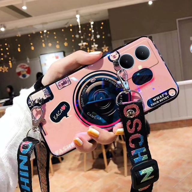 الصورة المصغرة: Soft Phone Case Camera Couple Cover with Crossbody Lanyard Housing Shel