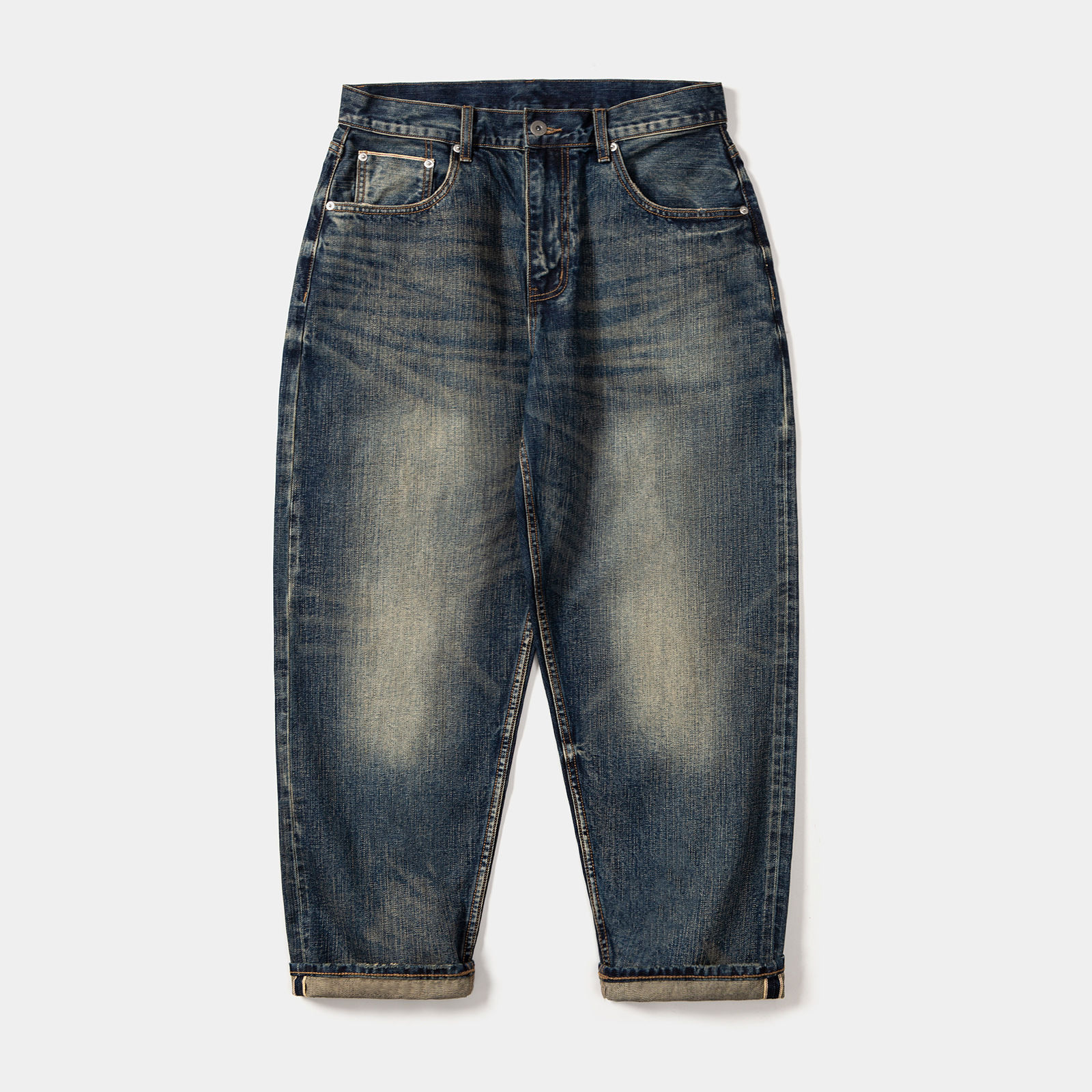 Bsty 新款日系寬鬆14OZ復古赤耳牛仔褲