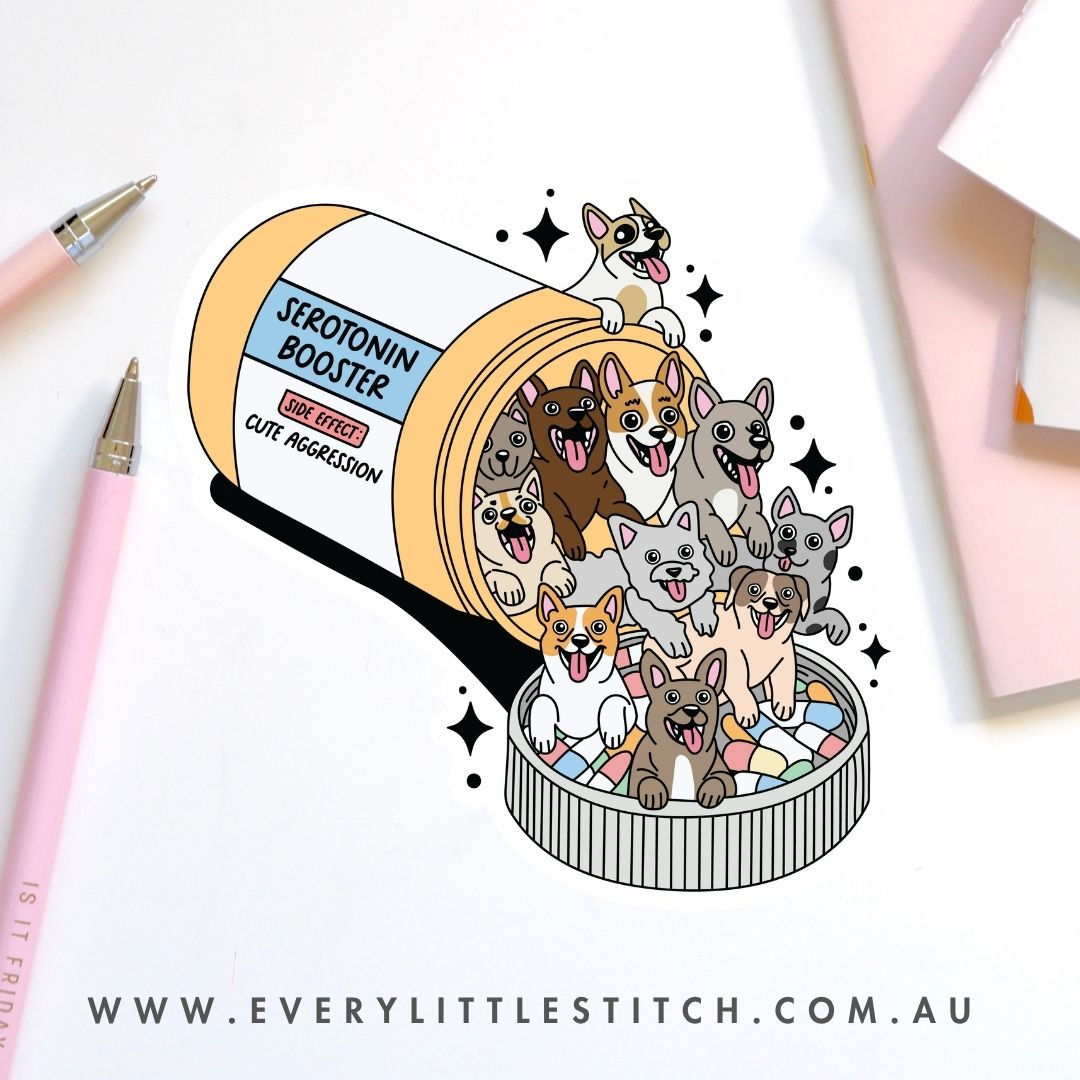 Kawaii Dog Serotonin Sticker