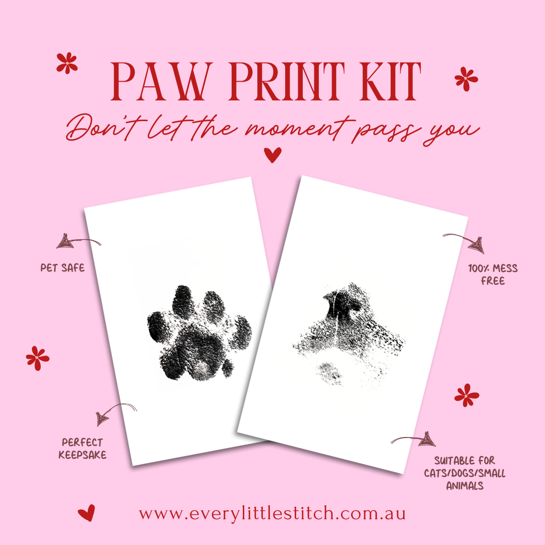 Inkless paw print kit Australia creating clean pet paw print keepsake without mess for dogs and cats