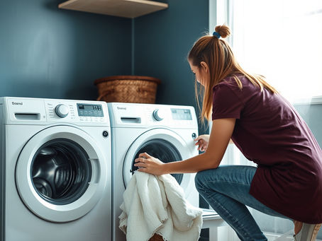 women cleaning a washing machine