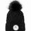 Thumbnail: Faux Fur Pom Beanie with Leather Patch