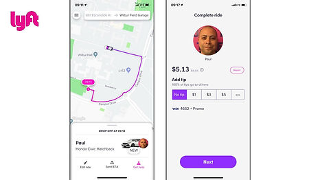 Left: current Lyft in-ride design | Right: My proposed post-ride design directions