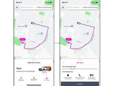 Comparison of Lyft in-ride experience and my proposal for emergency assistance