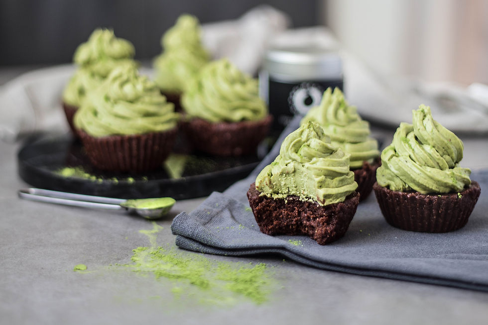 Matcha no bake brownies