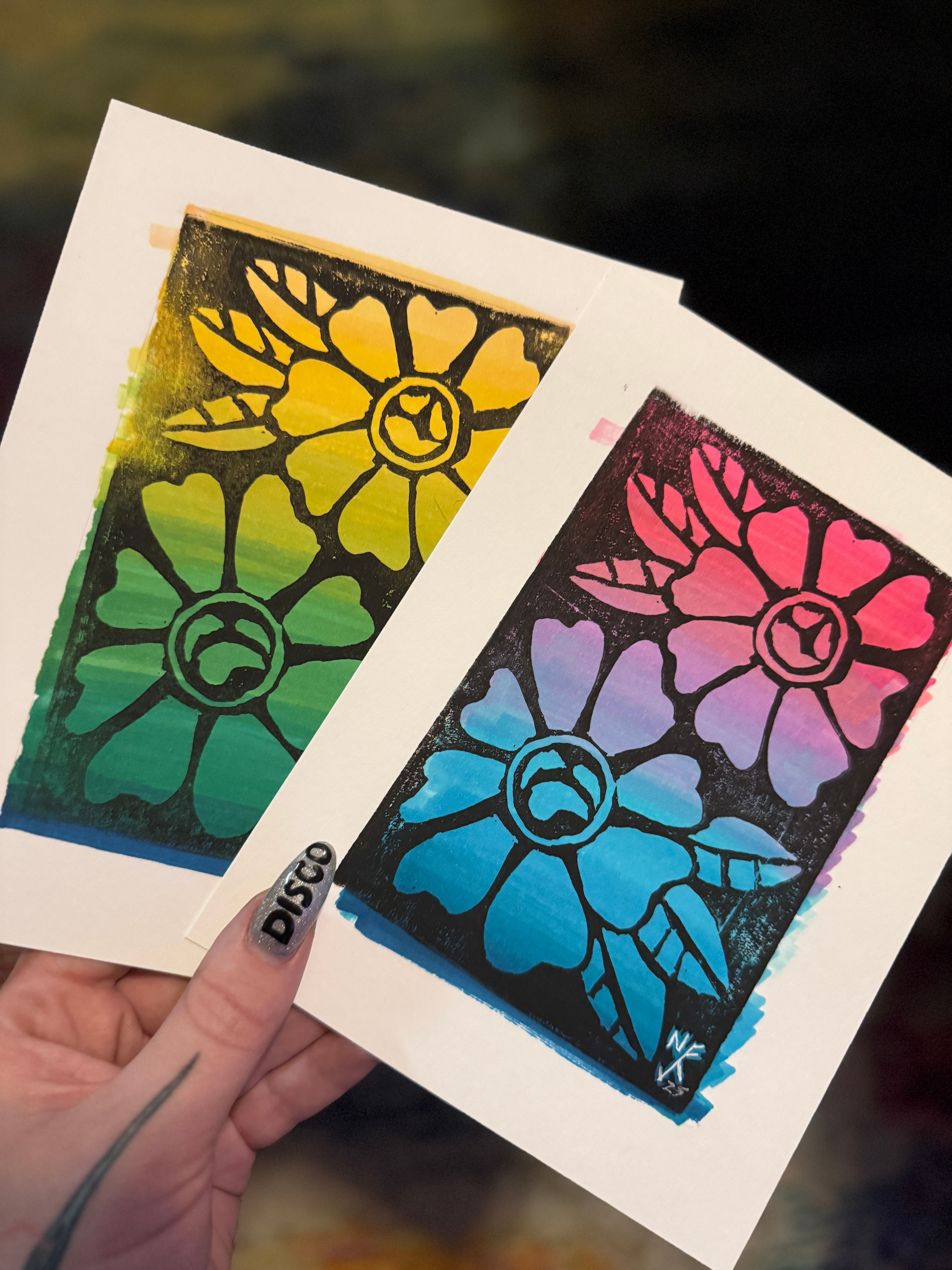 Highs and Lows Linocut Print