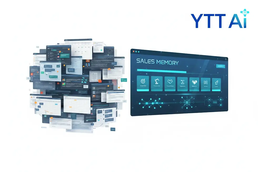 A comparison of scattered B2B customer communication versus organized Sales Memory.