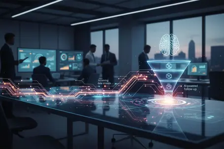 Conceptual rendering of AI sales follow up automation and dynamic lead routing.