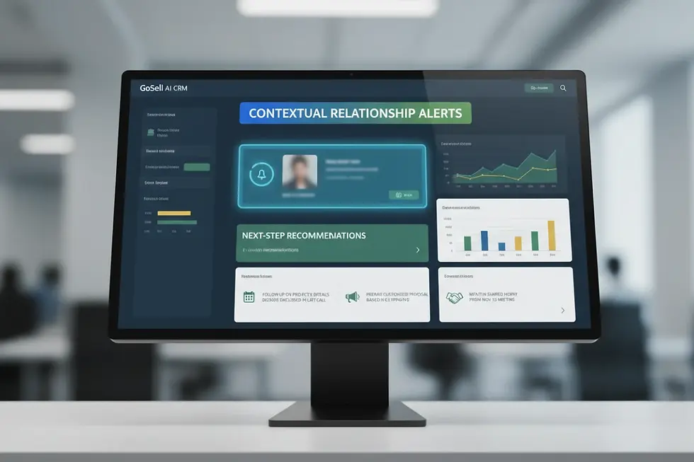 GoSell AI CRM dashboard showing relationship tracking alerts