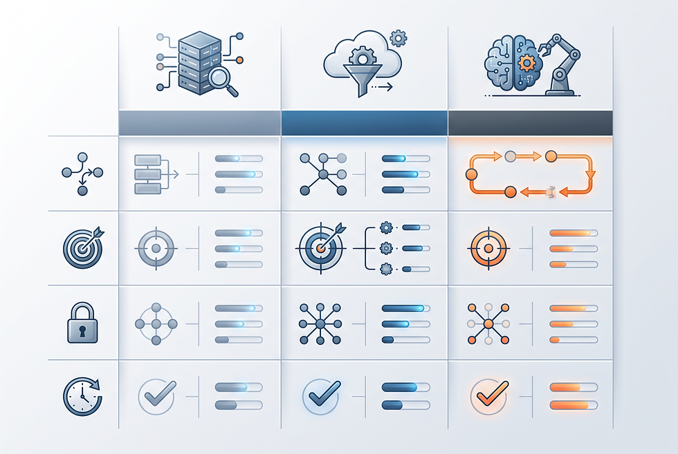 Buyer decision framework comparing AI sales software, data enrichment tools, and autonomous AI workforce platforms.