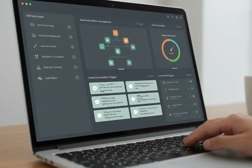Dashboard of an AI CRM for lead management showcasing automated queues and lead logs.