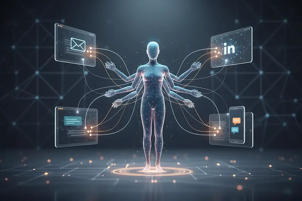 Automated sales agent for B2B managing multi-channel lead communication workflows.