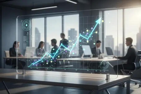 AI-powered B2B sales conversion dashboard showing rising revenue metrics.