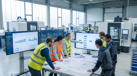 Industrial manufacturing facility illustrating engineering evaluation and commercial operational planning.