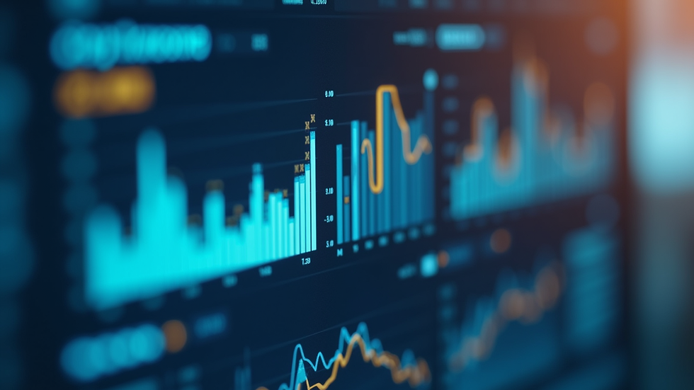 Close-up view of a digital dashboard showing automated sales and operations metrics