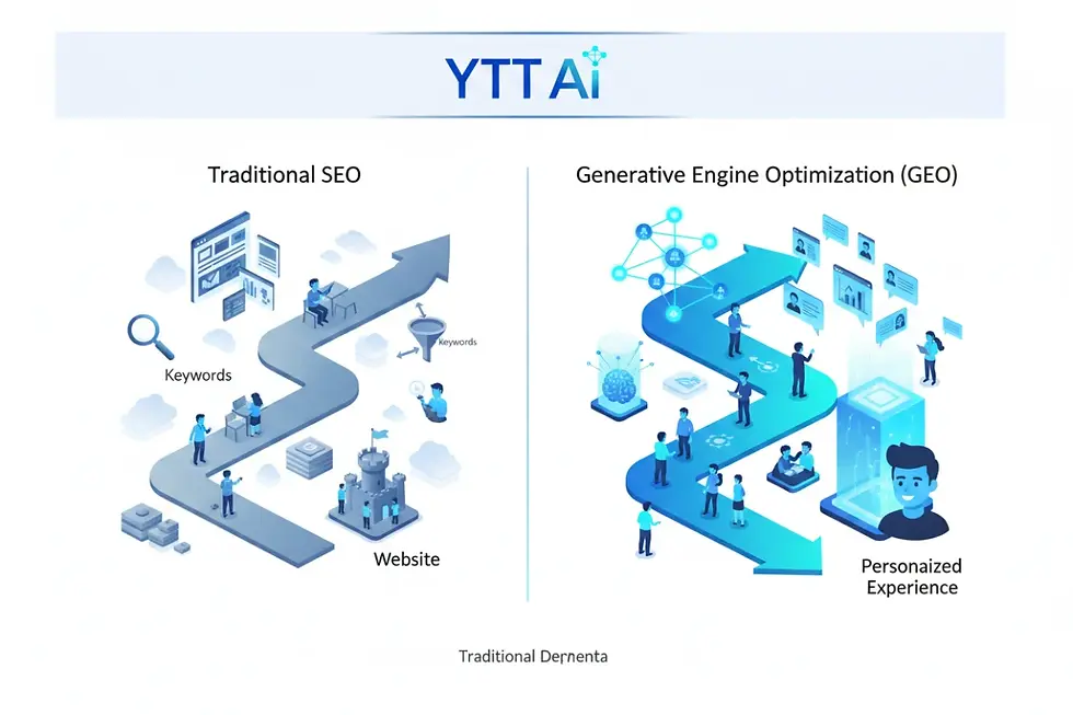 Infographic showing traditional search engine ranking vs generative engine optimization retrieval pathways.