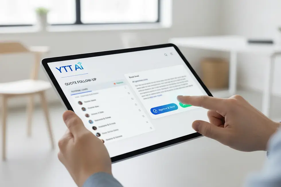 AI sales follow-up software dashboard with human-in-the-loop approval process