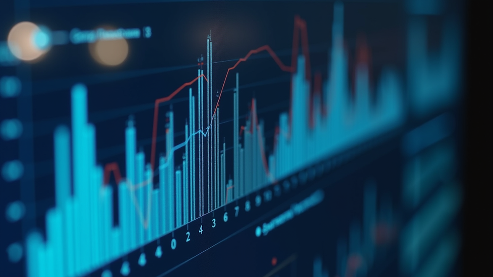 Close-up view of a digital dashboard showing AI-driven sales performance metrics