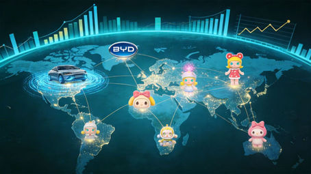 BYD overseas success strategy: a global map showing BYD’s worldwide expansion, connecting markets across North America, Europe, Asia, and Oceania—powered by technology leadership and brand-driven demand.