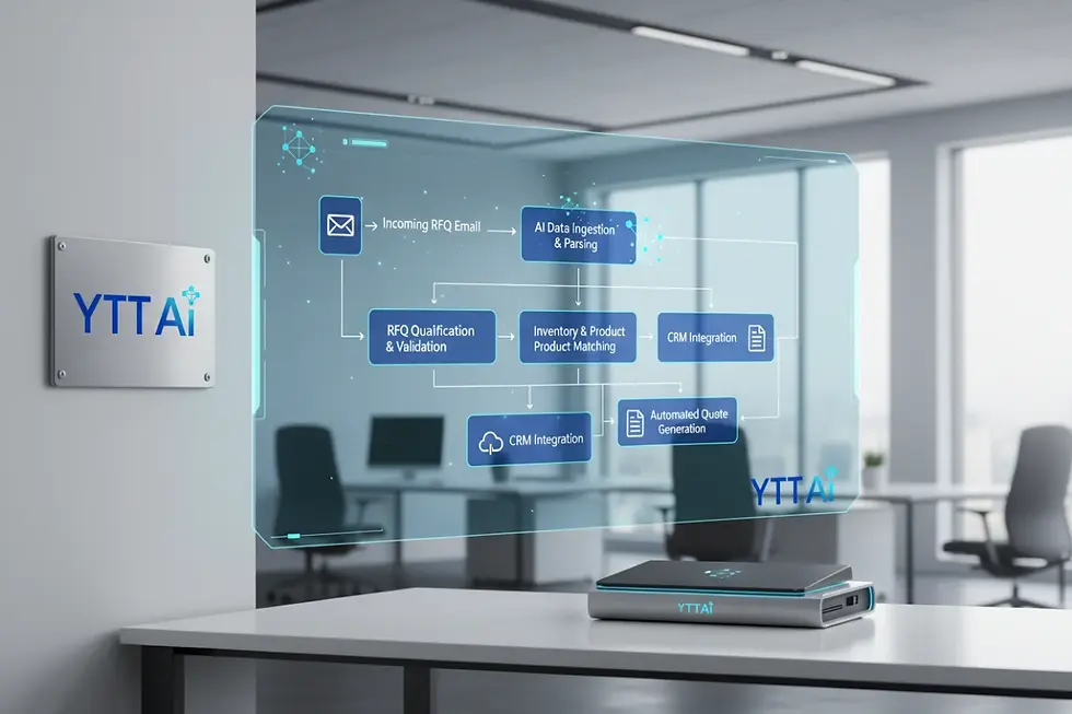 RFQ automation software workflow diagram showing step by step processing.