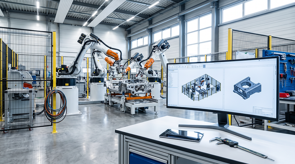 Industrial robotics manufacturing floor illustrating the system integrator qualification environment for global automation equipment.