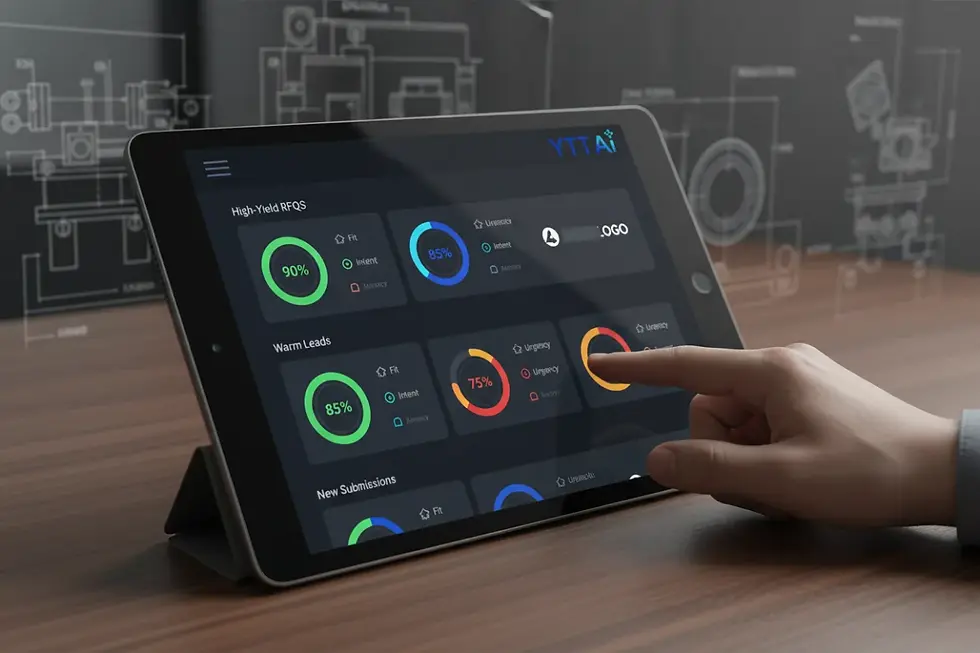 Software interface showcasing AI lead qualification for B2B manufacturers