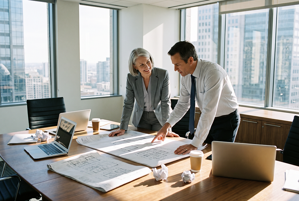 Enterprise sales leaders collaborating over complex technical solution designs