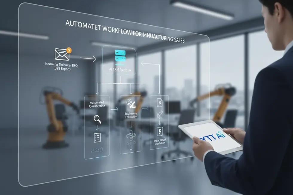 Sales automation for manufacturing showing automated RFQ qualification workflows.