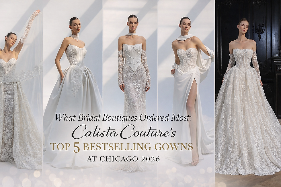 Calista Couture bestselling gowns selected by bridal boutiques at Chicago 2026