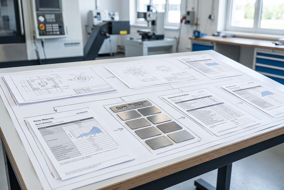 Technical documentation and inspection standards illustrating the injection molding quote readiness checklist process.