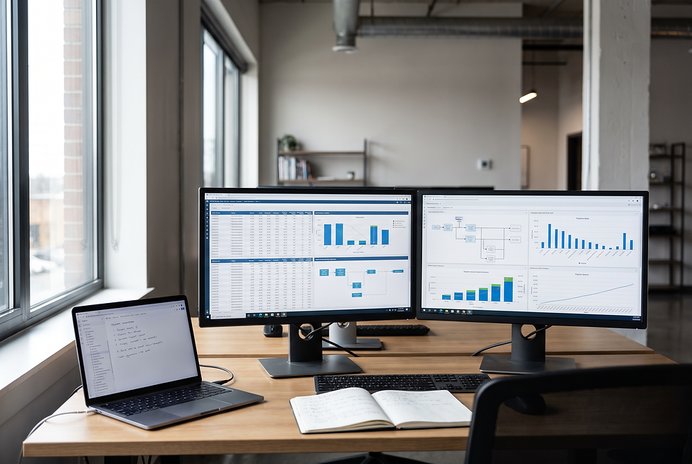 Technical sales engineering workspace with structured qualification data and industrial workflow diagrams.