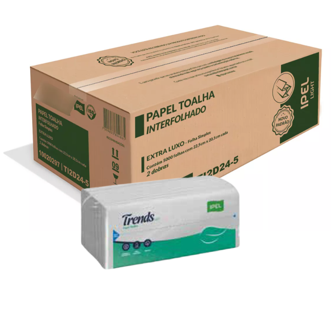 PAPEL TOALHA INTERFOLHADA 2 DOBRAS FS LIGHT 22,5cmX20,5 24 5000FLS - IPEL