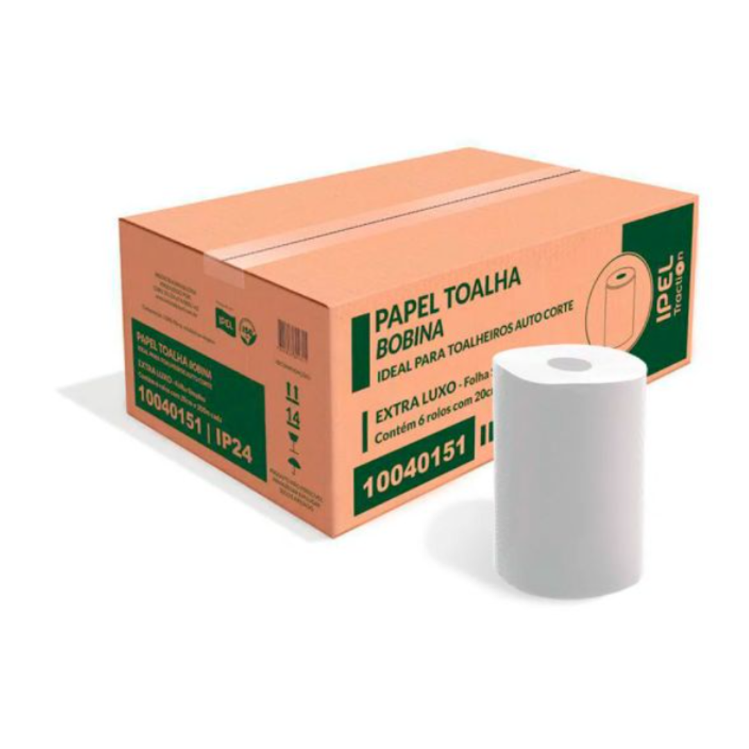 PAPEL TOALHA BOBINA  TRACTION 23 a 25g   AUTO CORTE 20x200 6 Rls. ELX - IP 024 -
