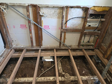 Water damaged wall gyprock removed Bateau Bay NSW