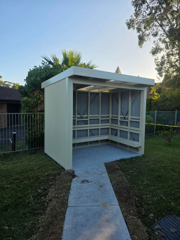 Completed smoking shelter BUPA Bateau Bay Central Coast NSW