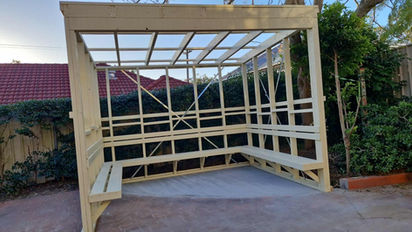 Completed outdoor seating shelter BUPA Waratah Newcastle NSW