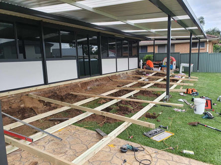 Timber deck framing and joists construction St Clair