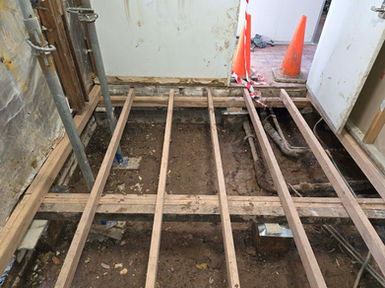 Subfloor exposed burst pipe BUPA Bateau Bay