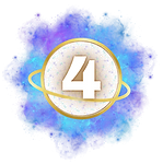 A golden celestial orb with a steady ring, glowing in a deep blue and indigo cosmic background. Reflecting the grounded and methodical energy of Life Path 4, it symbolizes structure and stability.