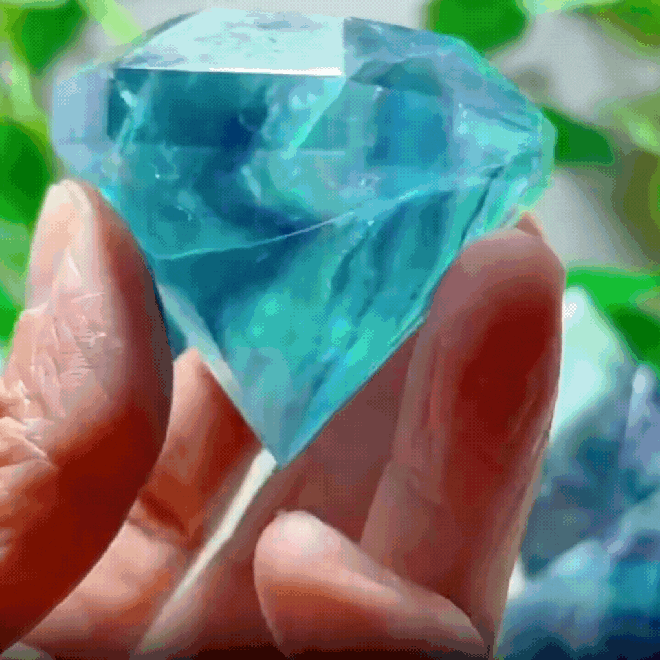 RAINBOW FLUORITE DIAMOND-CUT CRYSTAL